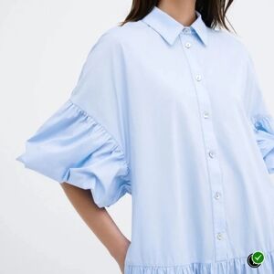 Marcella NYC Plus Size Women's Light Blue Puff-Sleeve Button-Down Dress XXXL NEW